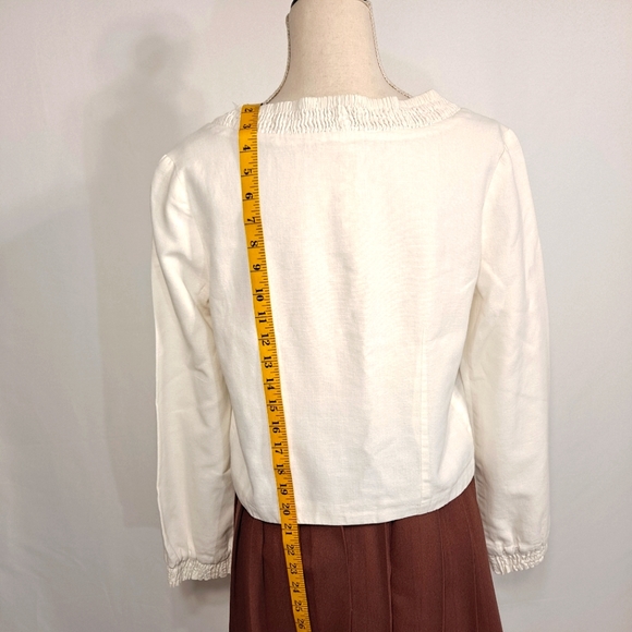 Nanette Lepore White Embroidered Linen Cropped Jacket - Picture 3 of 9